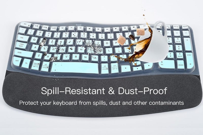 imComor Keyboard Cover Skin for Logitech Wave Keys MK670 Combo Wireless Ergonomic Keyboard Skin, Logitech Wave Keys Wireless Ergonomic Keyboard Cover Protector Skin Accessories, Ombre Mint - Image 5